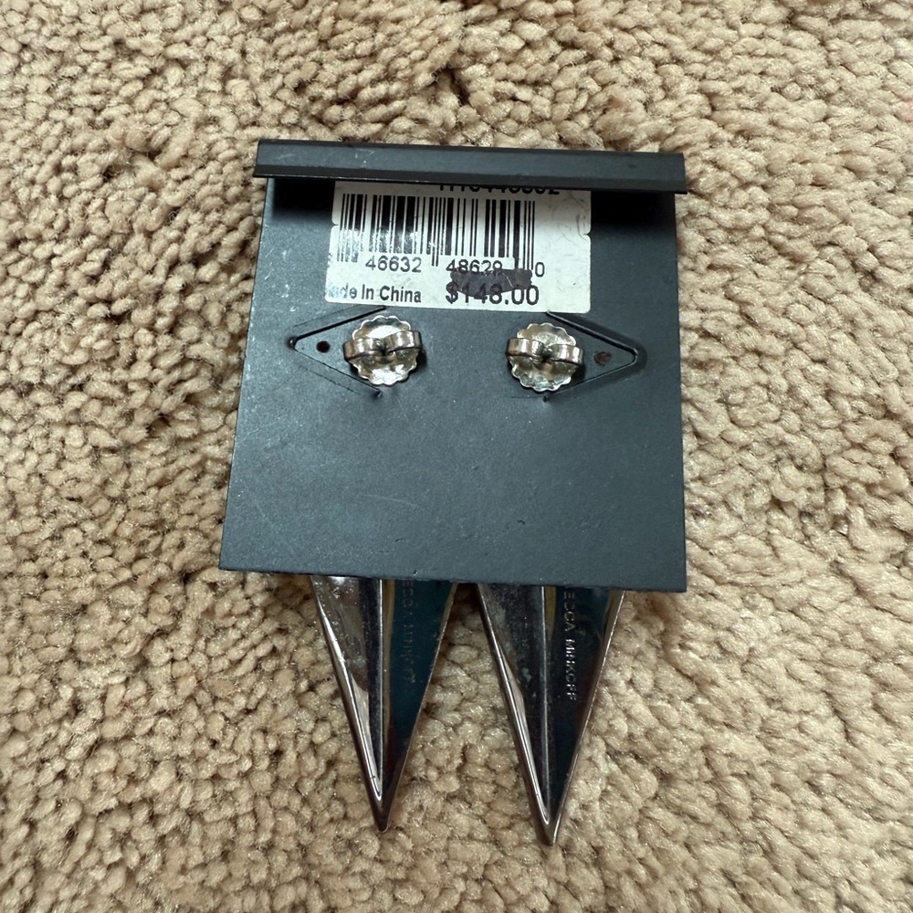 Rebecca Minkoff Silver and Black Geometric Earrings - Picture 2 of 4